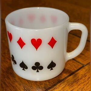 Vintage Poker Playing Cards Suits Coffee Cup Mug Milk Glass Federal